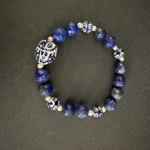 Divine Treasures Jewelry Jewelry - Divine Treasures Lapis Lazuli & Painted Ceramic Beads